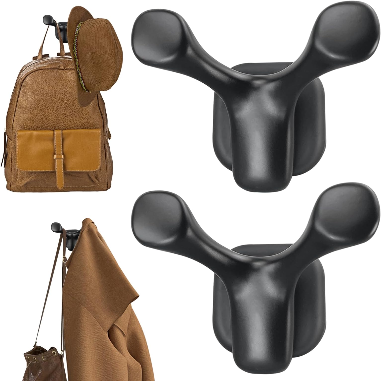 2 Pack Heavy Duty Magnetic Hooks for Coats, Hats,Tools,Powerful Magnet Rubber Coated Hangers Hook for All Metal Surface Wall, Versatile Organization for Home, Office, Garage, Cruise, RV, Boating