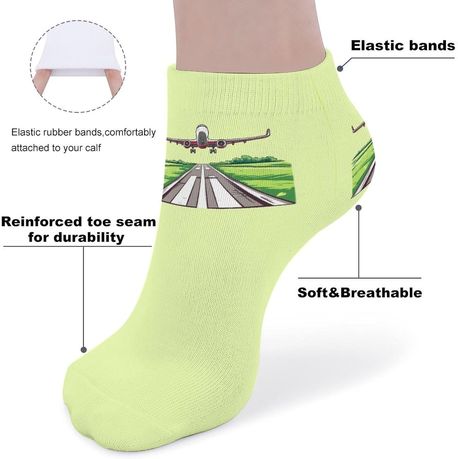 Airplane Aviation Aviator Flight Pilot Mens Socks No Show Low Cut Ankle Sock for Sports