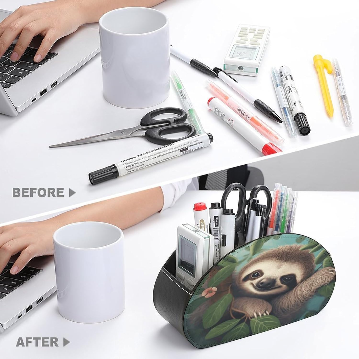 Personalized PU Leather Remote Control Holder with 5 Compartments image 3