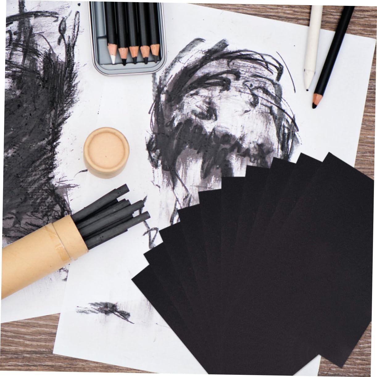 DOITOOL DIY Carte Créative en Papier Kraft Noir Épais 150g, 100 Pièces