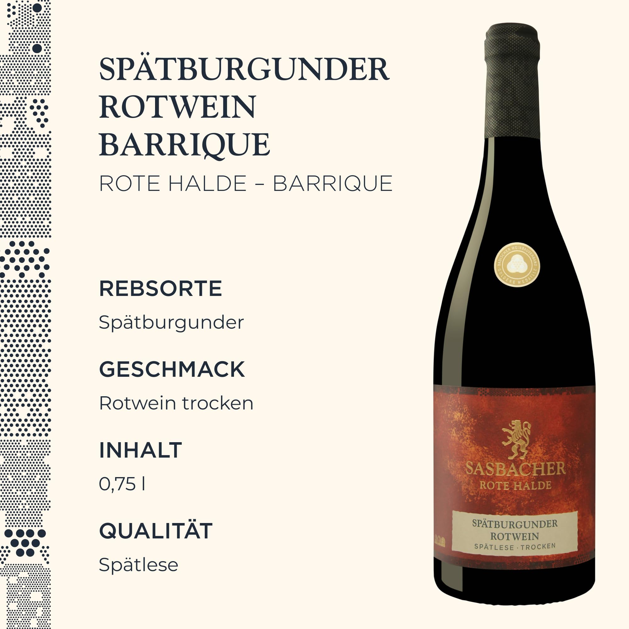 Sasbacher Spätburgunder Falstaff-Paket, Rotwein trocken 3x0,75 l | Spätburgunder Barrique Spätlese, Jäger-Wein QbA & Edition Orchidea Spätlese trocken, Falstaff prämierte Weine, Rote Halde