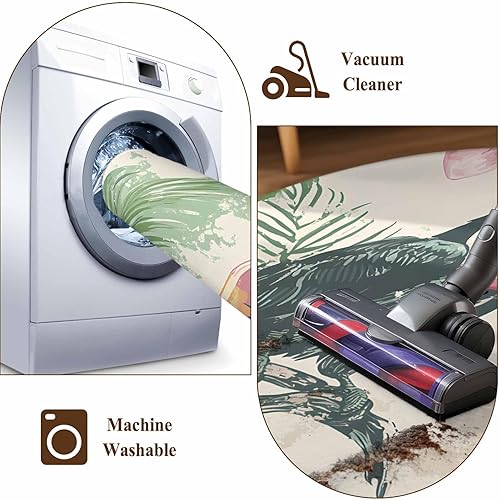 Miniatura 8 de 3x5 Area Rugs, Summer Parrot Non-Skid Rubber Backing Large Rectangle Rugs - Living Room Bedroom Home Office, Retro Watercolor Flower Palm Leaves