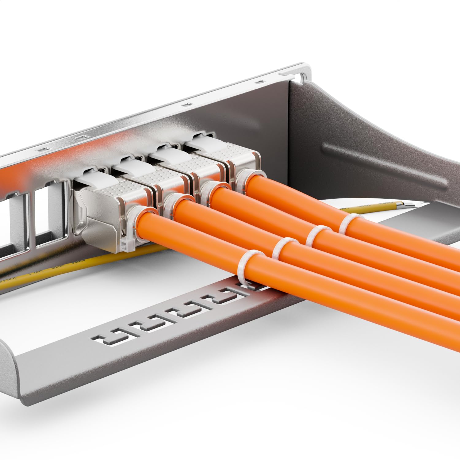 deleyCON Kit de 8 Ports Panneau de Brassage Modulaire 1 U 10" Installation en Rack + 8x Modules Keystone RJ45 CAT6a Compatible avec Câble Réseau LAN CAT5 CAT6 CAT7 Câble D'Installation Gris