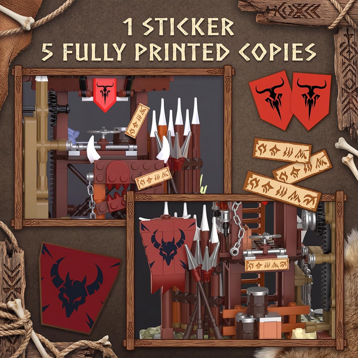 Medieval Bonfire Gate Castle Building Sets for Adults, Orc Fortress Watchtower & Catapult Architecture Modular, Knights Viking Village Home Decor 1279 PCS