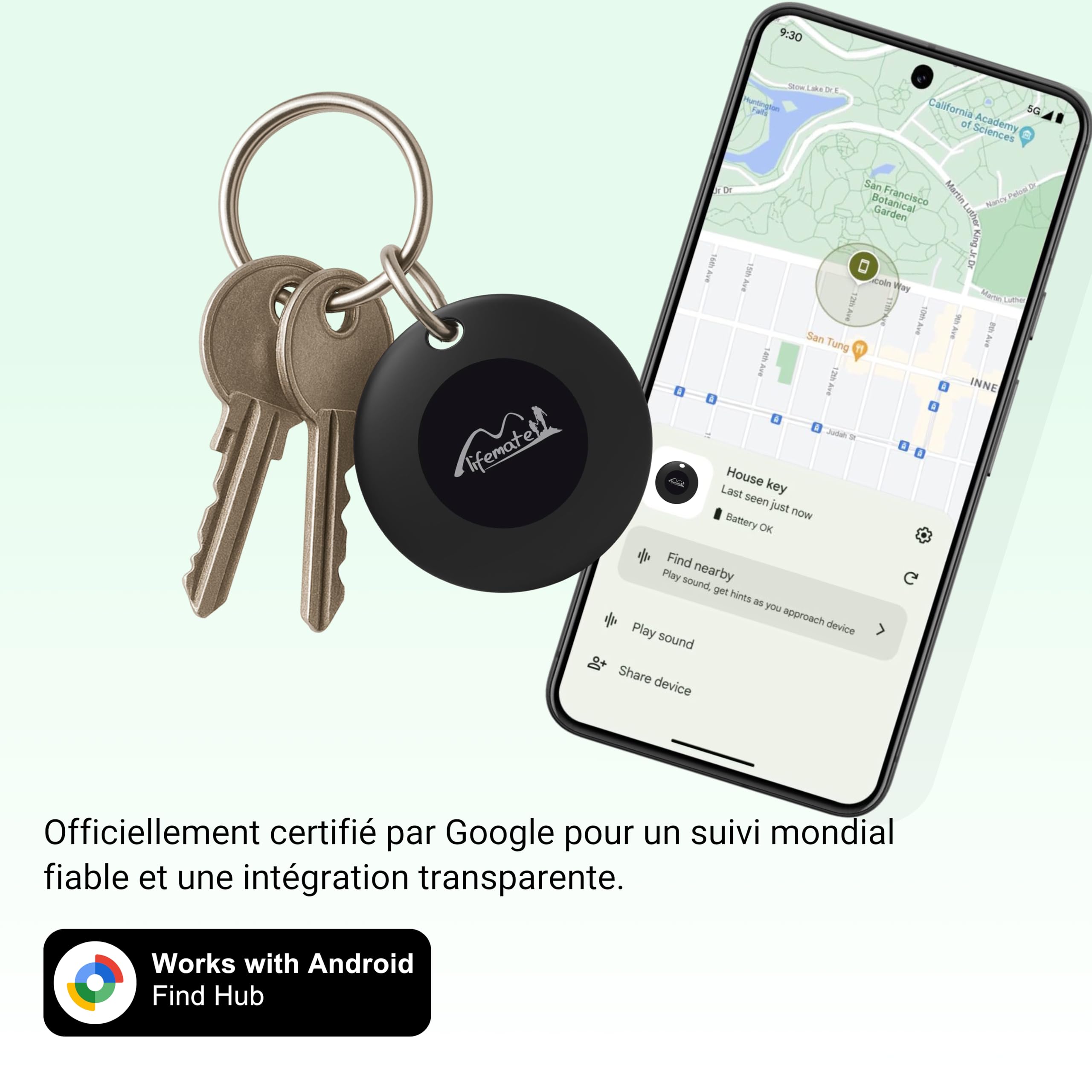 Lifemate Life Tag Android 4-Pack, Bluetooth Localisateur Intelligent Compatible avec “Localiser de Google”, Compact Android Tracker Étanche, Smart Air Tracer Tag Android pour Clés, Bagages et Animaux