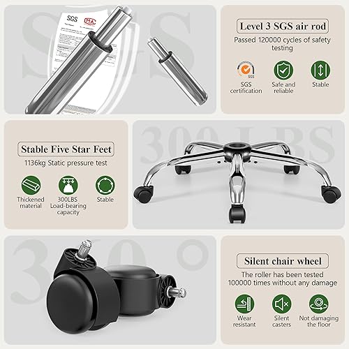 Miniatura 8 de Silla de oficina Criss Cross con respaldo abatible 2 en 1, silla ergonómica de piel sintética, altura ajustable, brazos giratorios y abatibles de