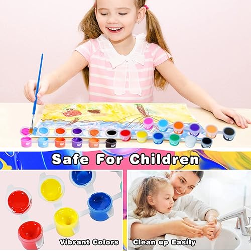 Miniatura 4 de Juego de 160 piezas de pintura acrílica juego de pintura lavable para niños 10 juegos de tiras de pintura acrílica de 12 colores con 40 pinceles de