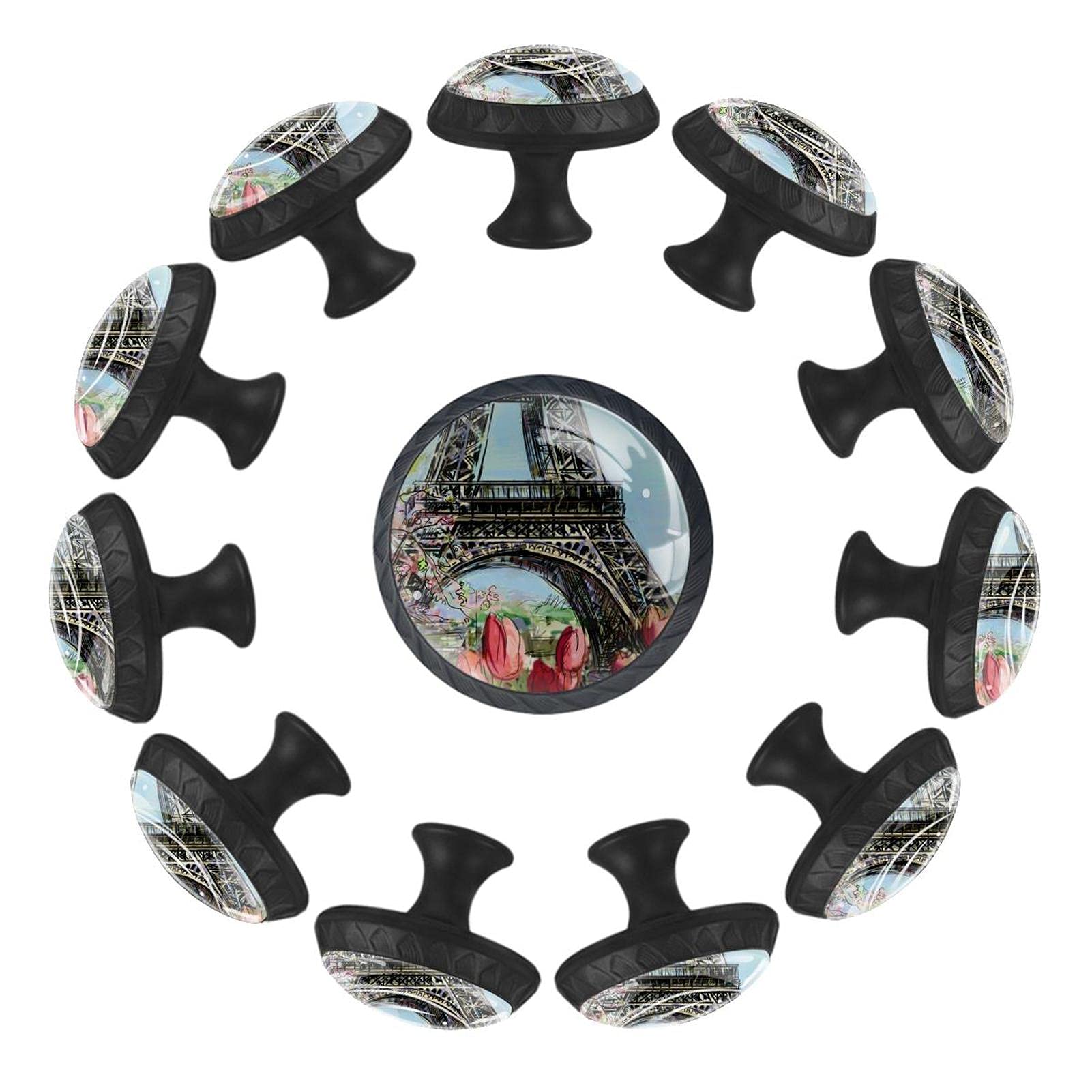 Boutons de tiroir tulipe 35mm lot de 12 poignées rondes en bois pour commode de chambre