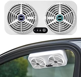 heizi 車用換気扇 車 換気扇 車中泊 USB給電 タバコ 排気 車内 換気 排出 窓用 窓枠 (幅22cm ホワイト)