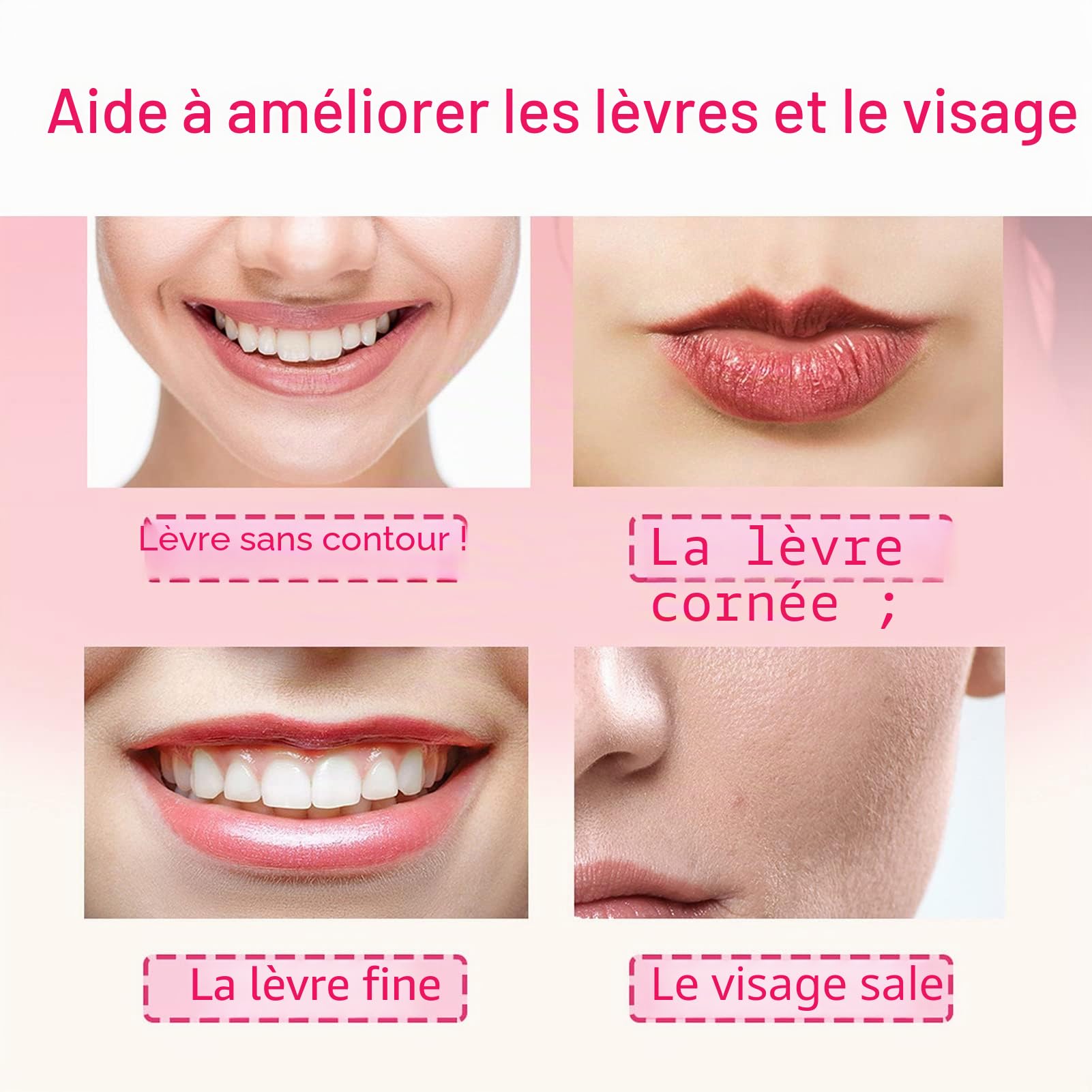 Appareil Plus Pulpeux pour les Lèvres, Rehausseur de Lèvres Beauté Plus Grande Bouche Rapidement Visage Propre Massage Pompe à Lèvres en Silicone avec Brosse(rose)
