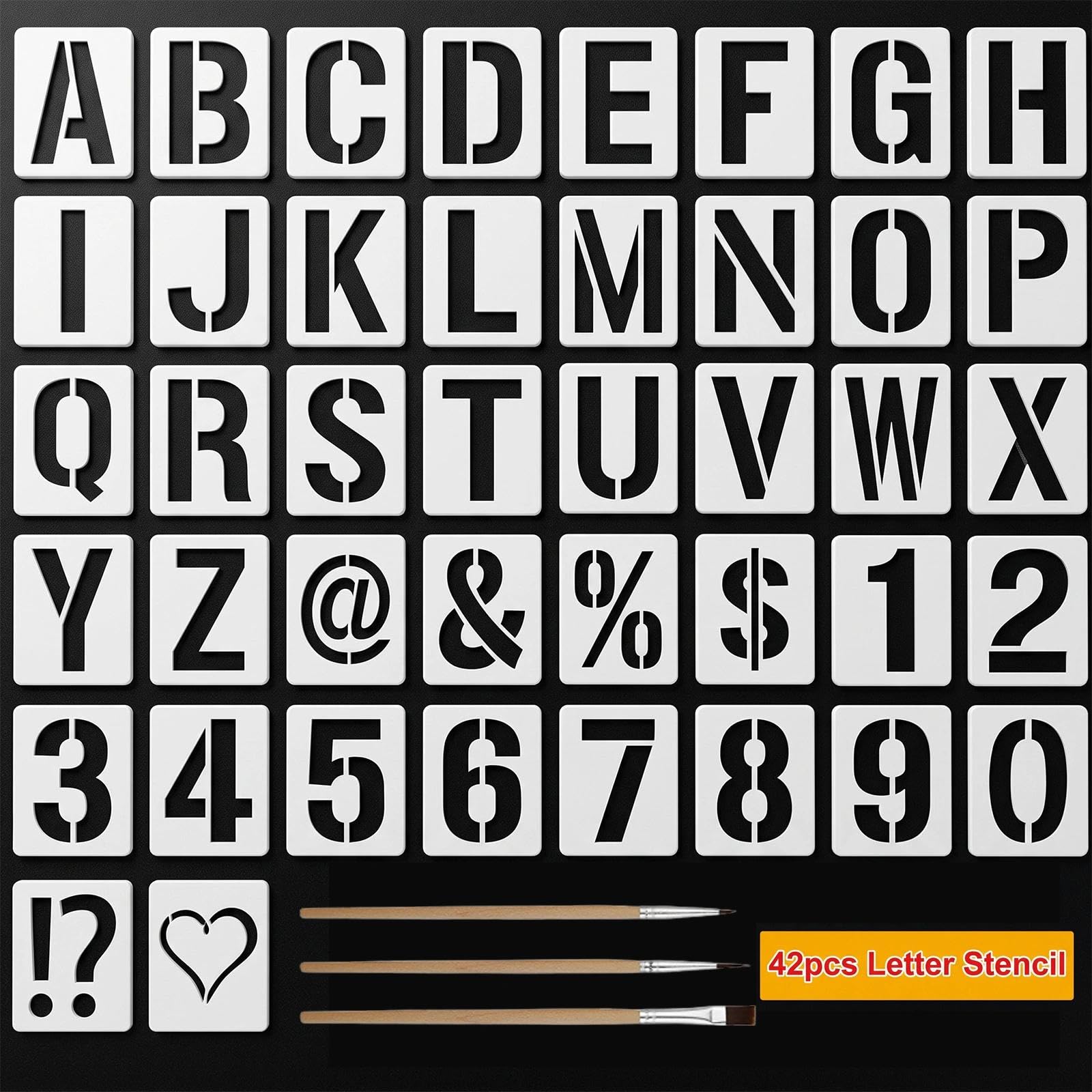 6 Inch Letter and Number Stencils, 42 PCS Reusable Letter Stencils