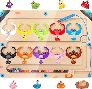 Magnetic Color and Number Maze, Wooden Montessori Magnetic Color Maze Counting Matching Games, Educational Learning Activities Toddler Magnet Toys for 2 3 4 5 6 Year Old