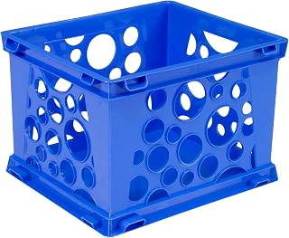 Storex Mini Stackable Storage Crate, 9 x 7-3/4 x 6 Inches, Blueberry