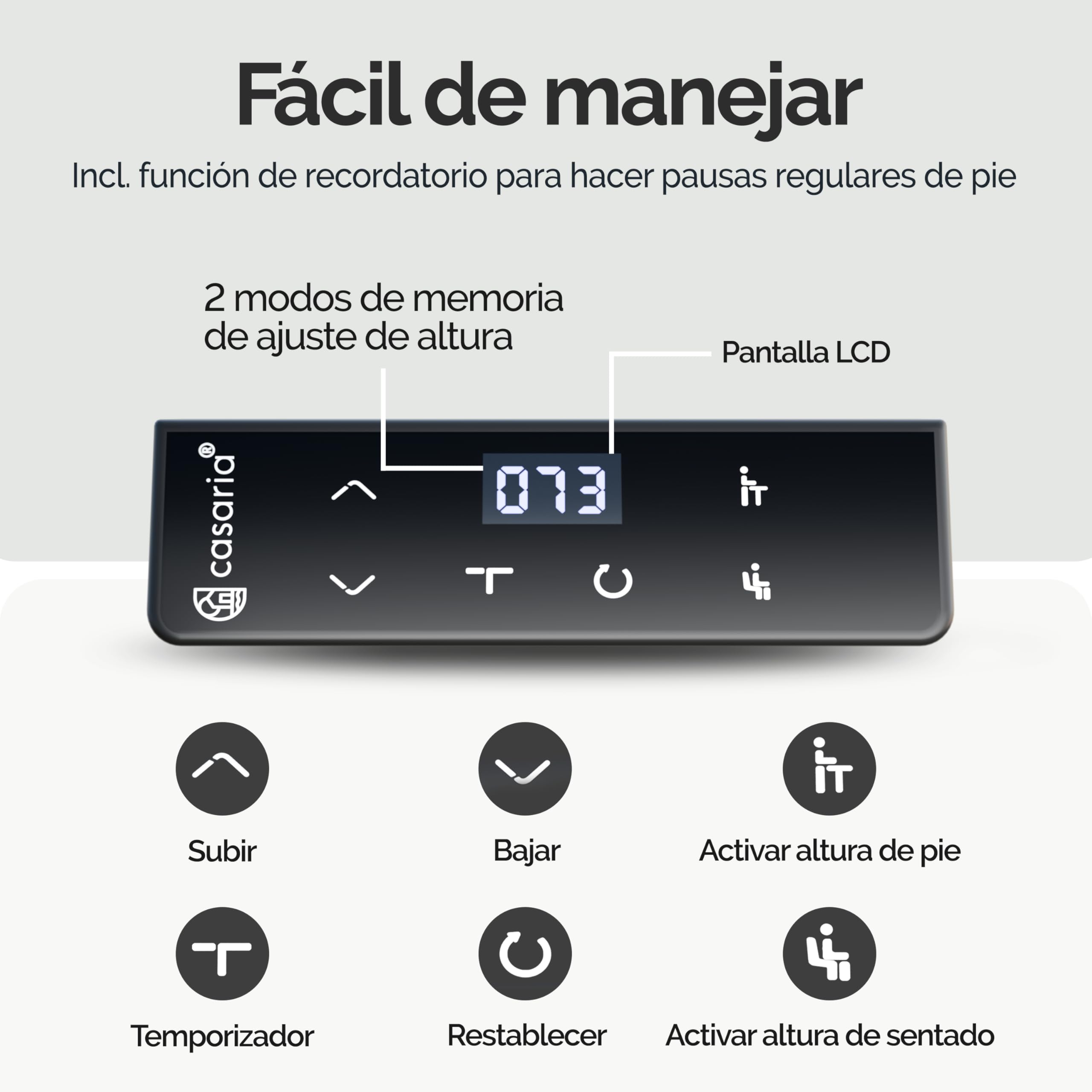 CASARIA® Escritorio Ajustable en Altura Acero Función Memoria 160x75cm Pantalla LCD Mesa Gaming Ergonómica Oficina