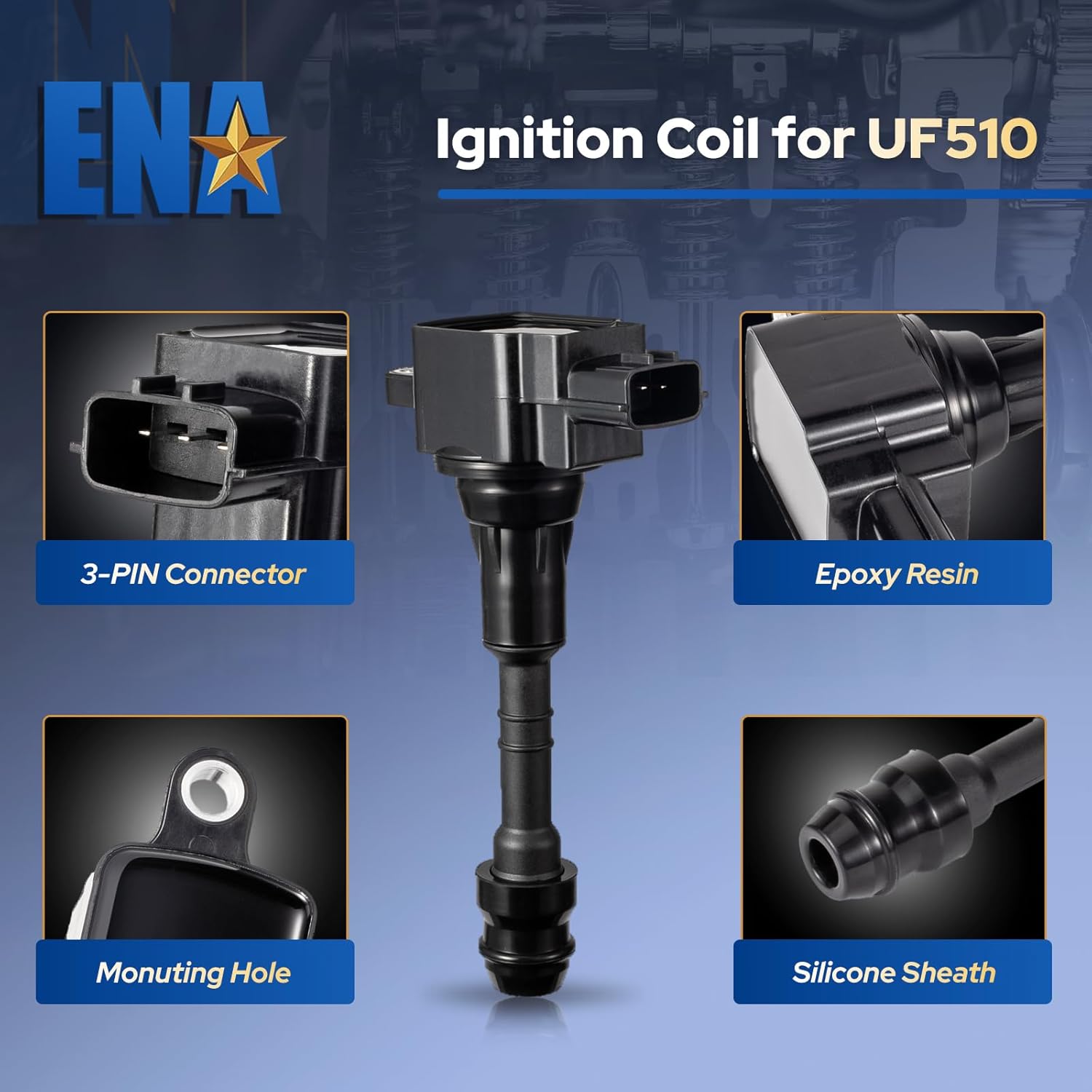 ENA Set of 8 Ignition Coil Pack 5.6 V8 Compatible with Infiniti Nissan 2004 2005 2006 QX56 Titan Truck, 2005 2006 Armada Replacement for UF510 C1483 224487S015 5C1482