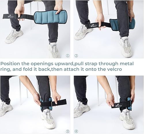 Miniatura 6 de Sportneer Pesas ajustables para muñeca de tobillo para hombres, mujeres y niños, correas de peso ajustables para piernas y puños para fitness,