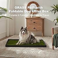 Vista 4 de HQ4US 4LEGS Almohadilla de césped para perros con caja de arena plegable para perros, base de forro extra grande (44 x 34 pulgadas) para balcón, 2