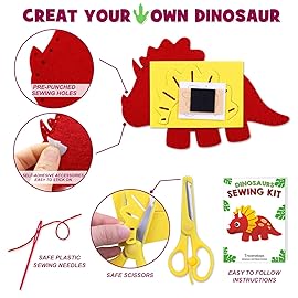 CiyvoLyeen Dinosaur Sewing Kit for Kids - Fun DIY Felt Sewing Crafts Gift for Girls and Boys, Stuffed Animal Sewing Kit Set,Sewing Kits for Kids Ages 7 8 9 10 11 12