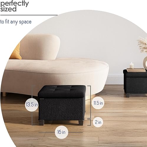 Miniatura 467 de Otomana plegable para dormitorio o sala de estar, con contenedores de almacenamiento, reposapiés para el extremo de la cama, soporta hasta 660 lb,