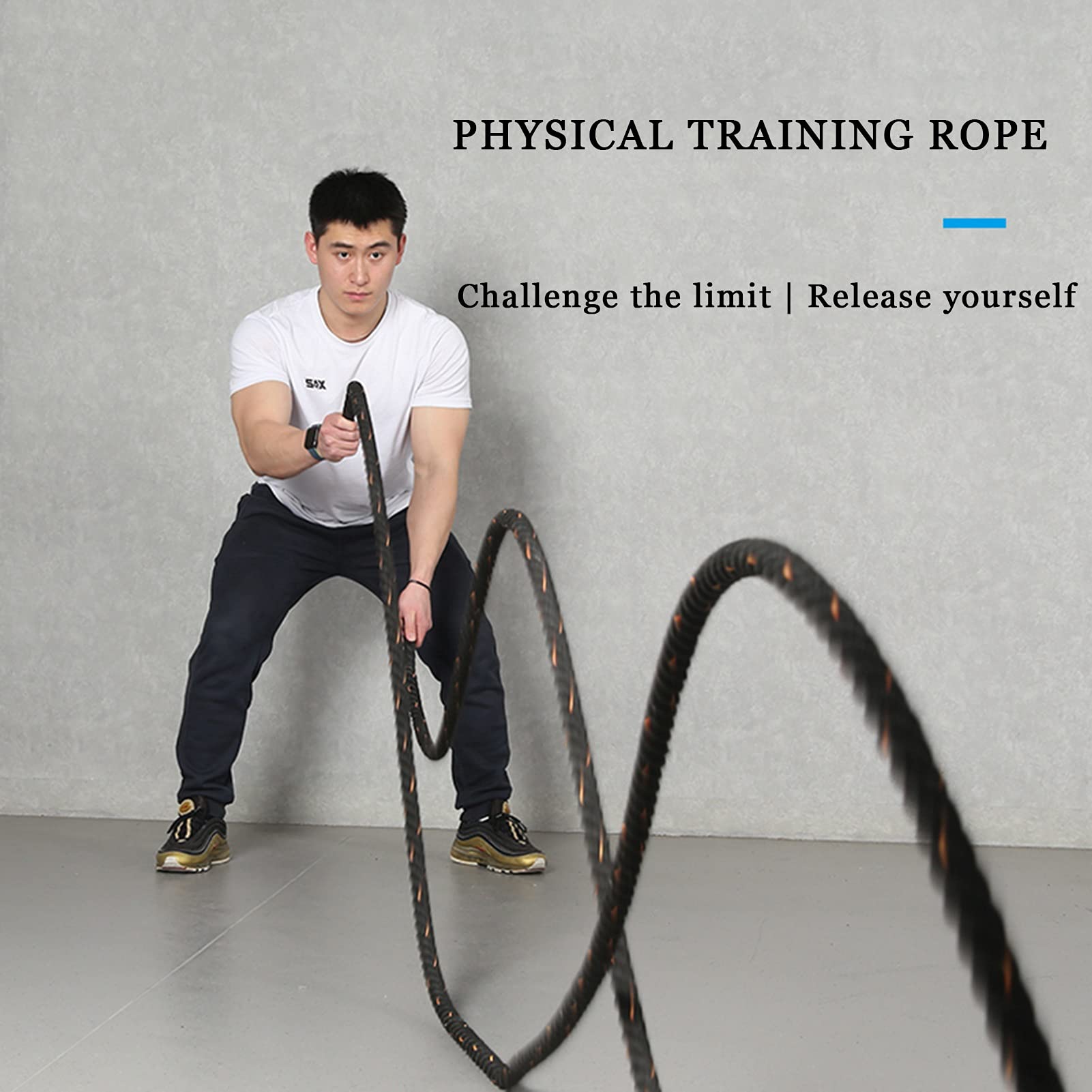 Battle Rope, Poly Dacron Übungsseile, 1,5 Zoll Durchmesser 30/40/50 Fuß Länge, Übung Training Gewichtetes Seil für Kraft- und Konditionstraining (Size : 15m)