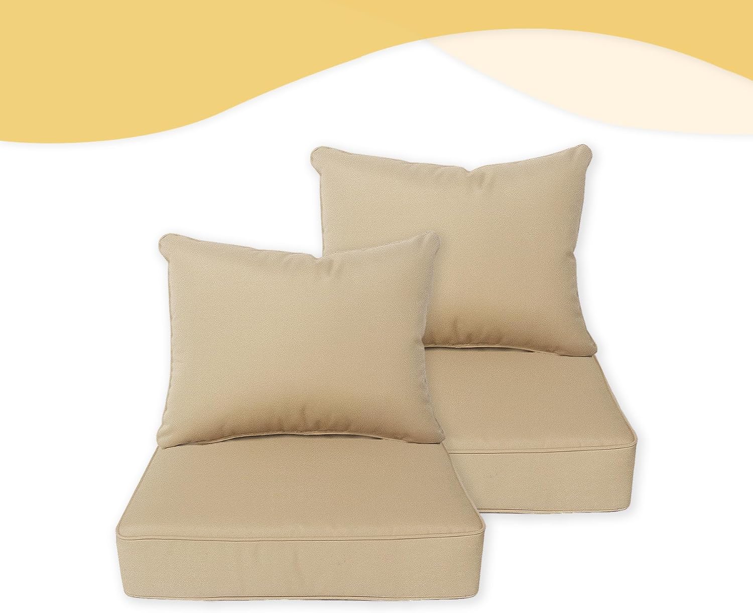 Sunshine Outdoor Indoor/Outdoor Deep Seat Patio Cushions Resilient