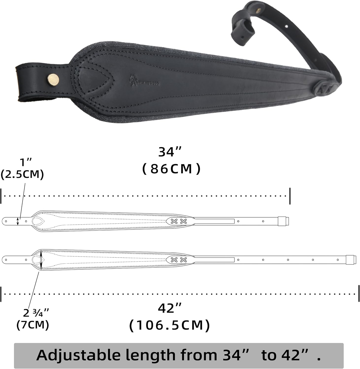 Cowhide Genuine Leather Gun Sling Hunting Shoulder Straps Cobra Style Fits Hunting Camping Rifle with Non-Slip Padded