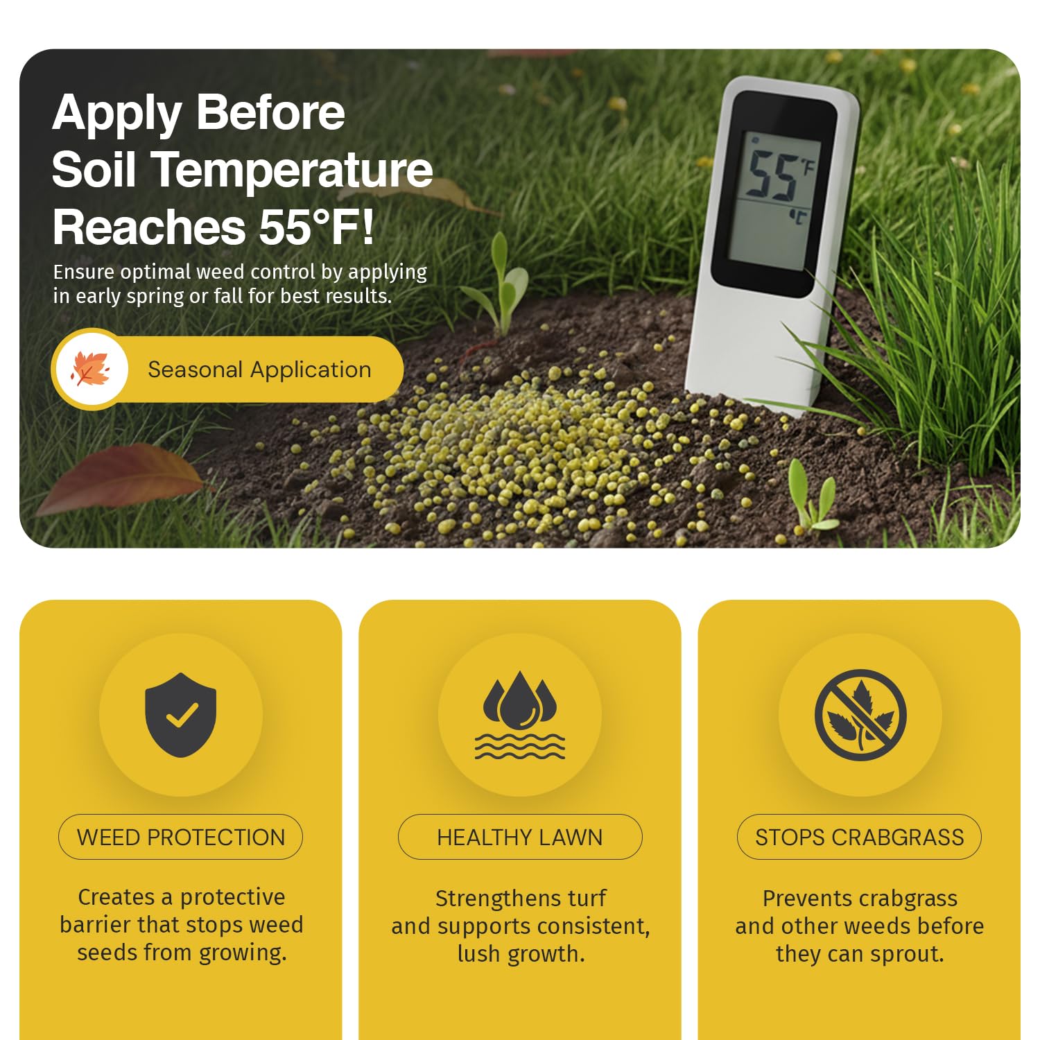 13-0-10 Pre-Emergent Lawn Fertilizer (25 lbs.) - Prevents Crabgrass & Weeds - Slow-Release Nitrogen for Dark Green Color - All Grass Types