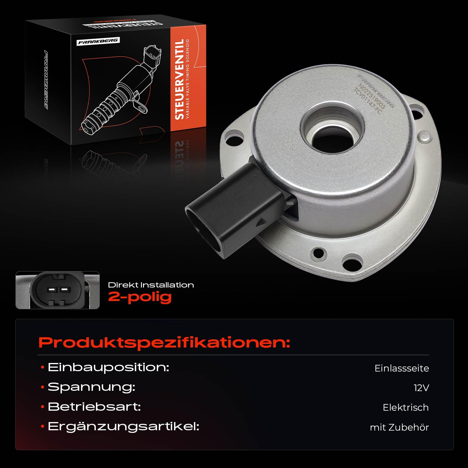 Frankberg Steuerventil Nockenwellenversteller Benzin Kompatibel mit C-Klasse W203 C180 C200 E-Klasse W210 E200 SLK R170 200 230 Replace# 1110510177,1110510077