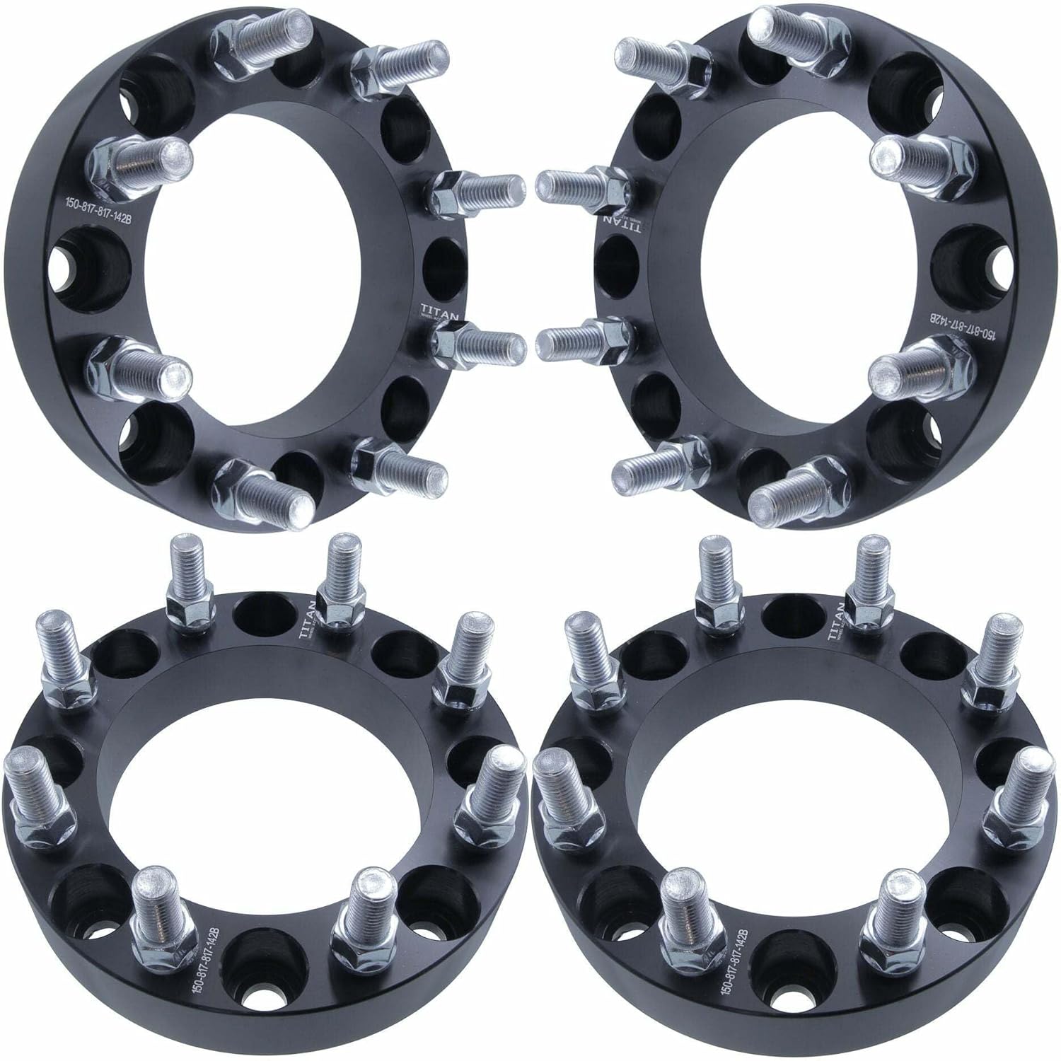 1.5" 8x180 Wheel Spacers - Wider Stance, Increased Clearance, Fits Chevy Silverado Fits GMC Sierra 2500 HD - 1.5 Inch (38mm), 8x180, 14x1.5 Studs - Set of 4 - Black