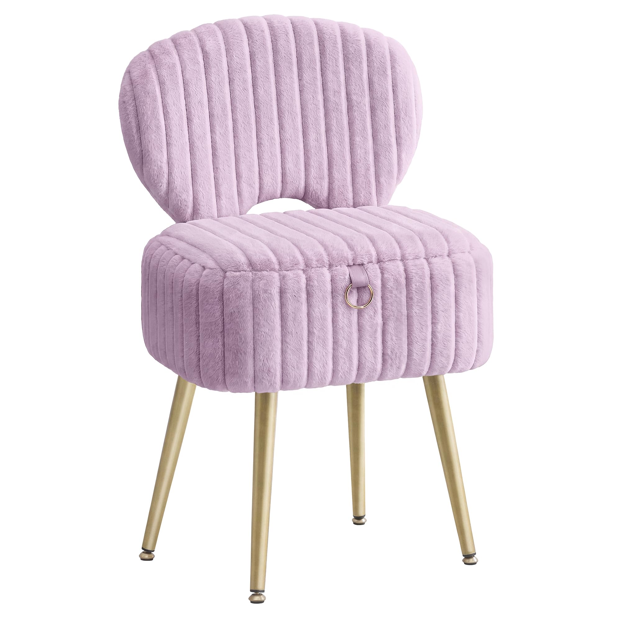 SONGMICS Vanity Chair, Makeup Stool with Folding Backrest