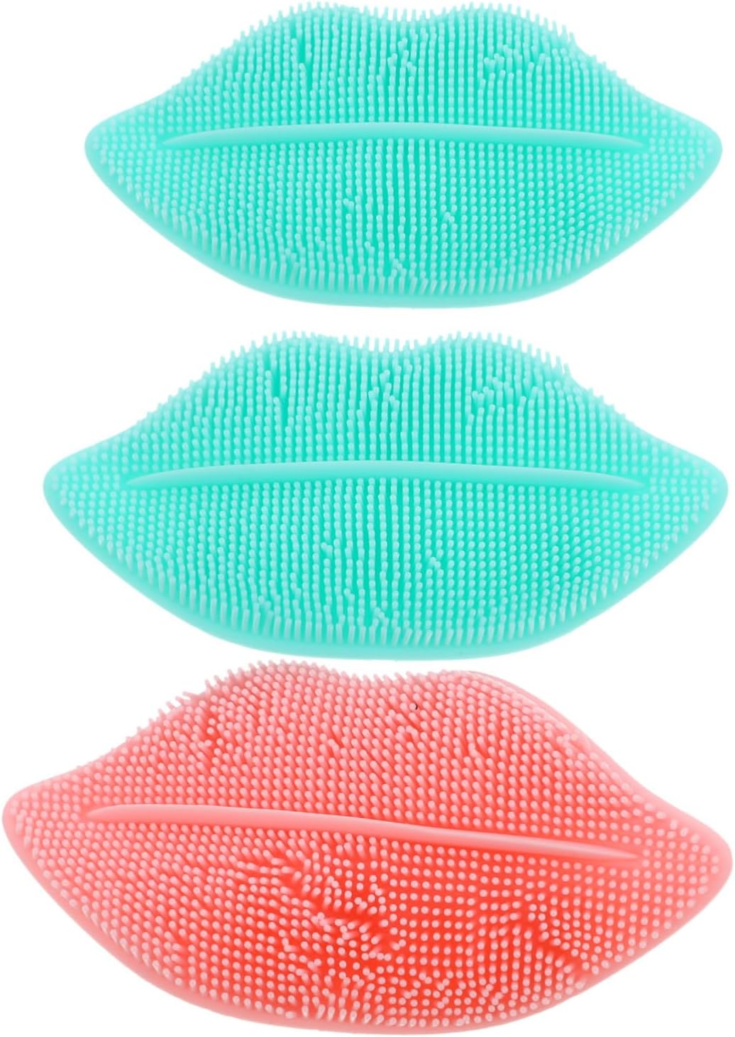 3pcs Silicone Lip Scrubber Exfoliator Brush for Sensitive Skin Mini Face Wash Scrubber Tool with Gentle Massage for Deep Pore Cleaning and Oil Removal Random Color