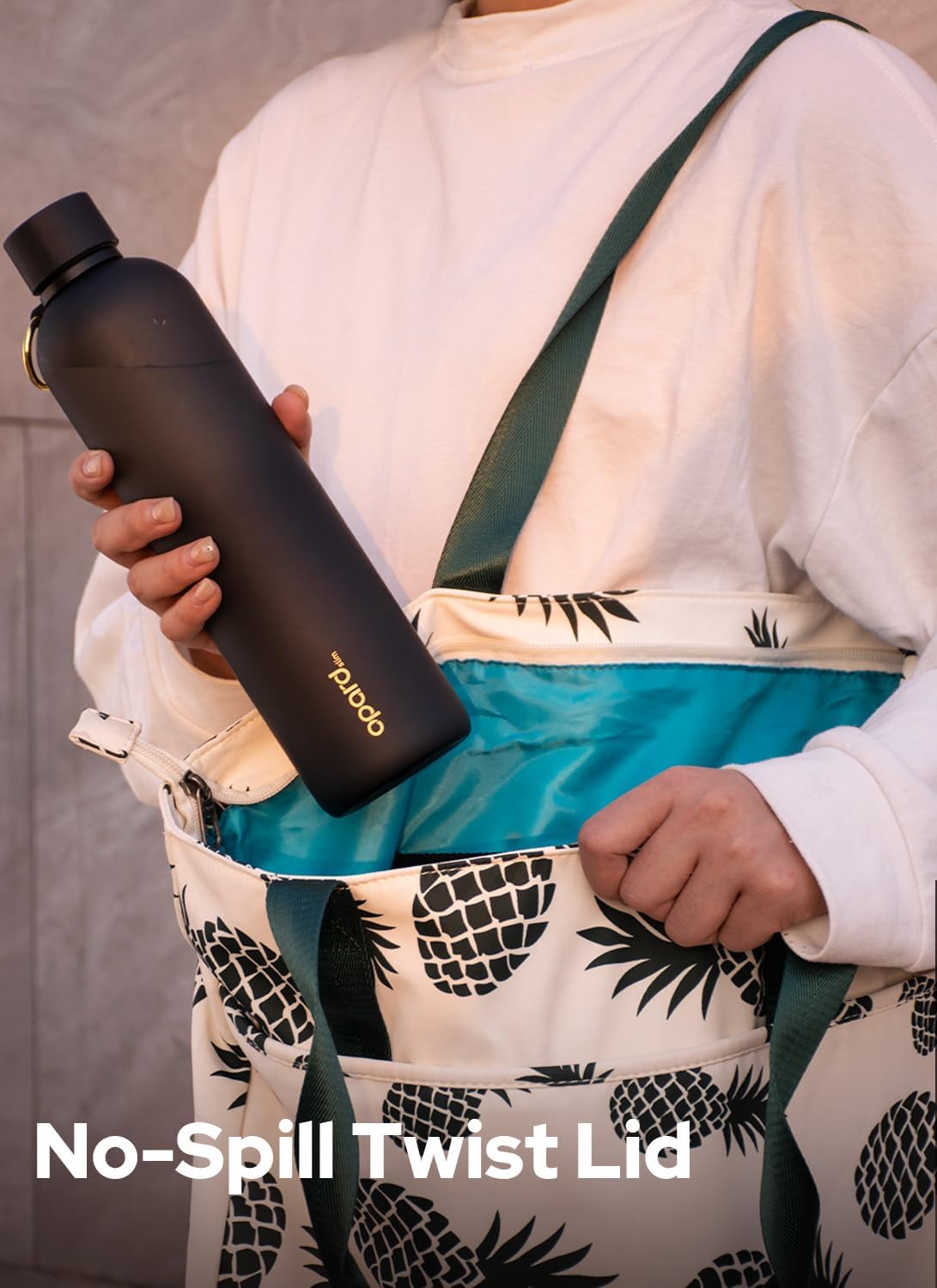 Opard Slim Water Bottle 32oz, Dishwasher Safe Plastic Water Bottle BPA-Free, Leakproof Screw Top, Charcoal Black, Reusable for Travel School Sport Gym Hiking - Image 4