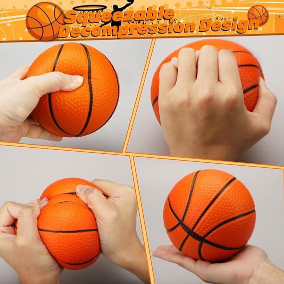 13CM Mini Foam Basketball for Mini Basketball Hoop, 5 Inch Squishy Squeeze Stress Ball for Pool Office, Soft Beach Balls for Kids Toddler Indoor Outdoor Sport Ball Pit Game Gift Set 3 PCS (Orange)