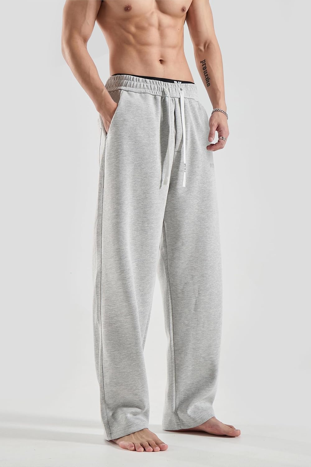 HHZ Men's Sweatpants Cotton Joggers with Pockets Baggy Casual Athletic Open Bottom Lounge Workout Gym Yoga Trousers
