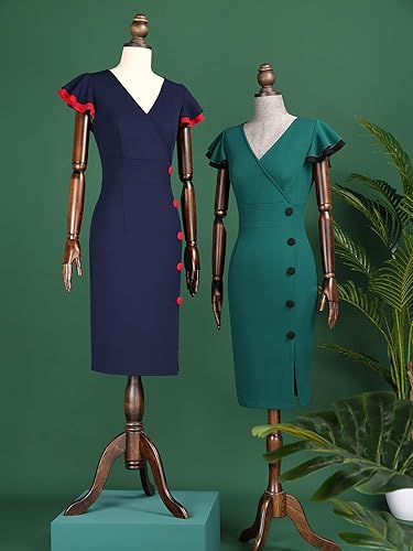 Miniatura 7 de Miusol Vestido de Noche Vintage con Cuello en V Profundo Estilo Naval para Mujer de Lápiz