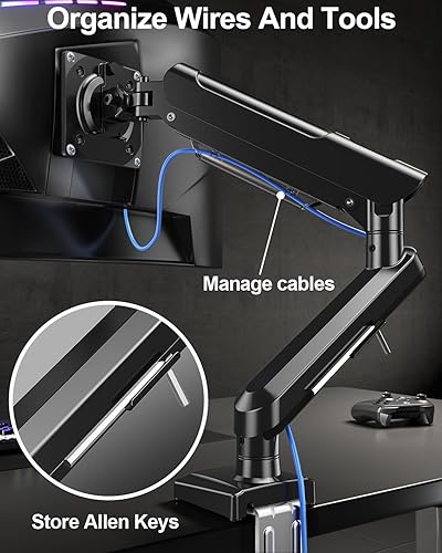 Miniatura 3 de Brazo de montaje para monitor único, se adapta a 17-32 pulgadas, soporta 4.4-22 libras, movimiento completo, VESA 75x75100x100, soporte de