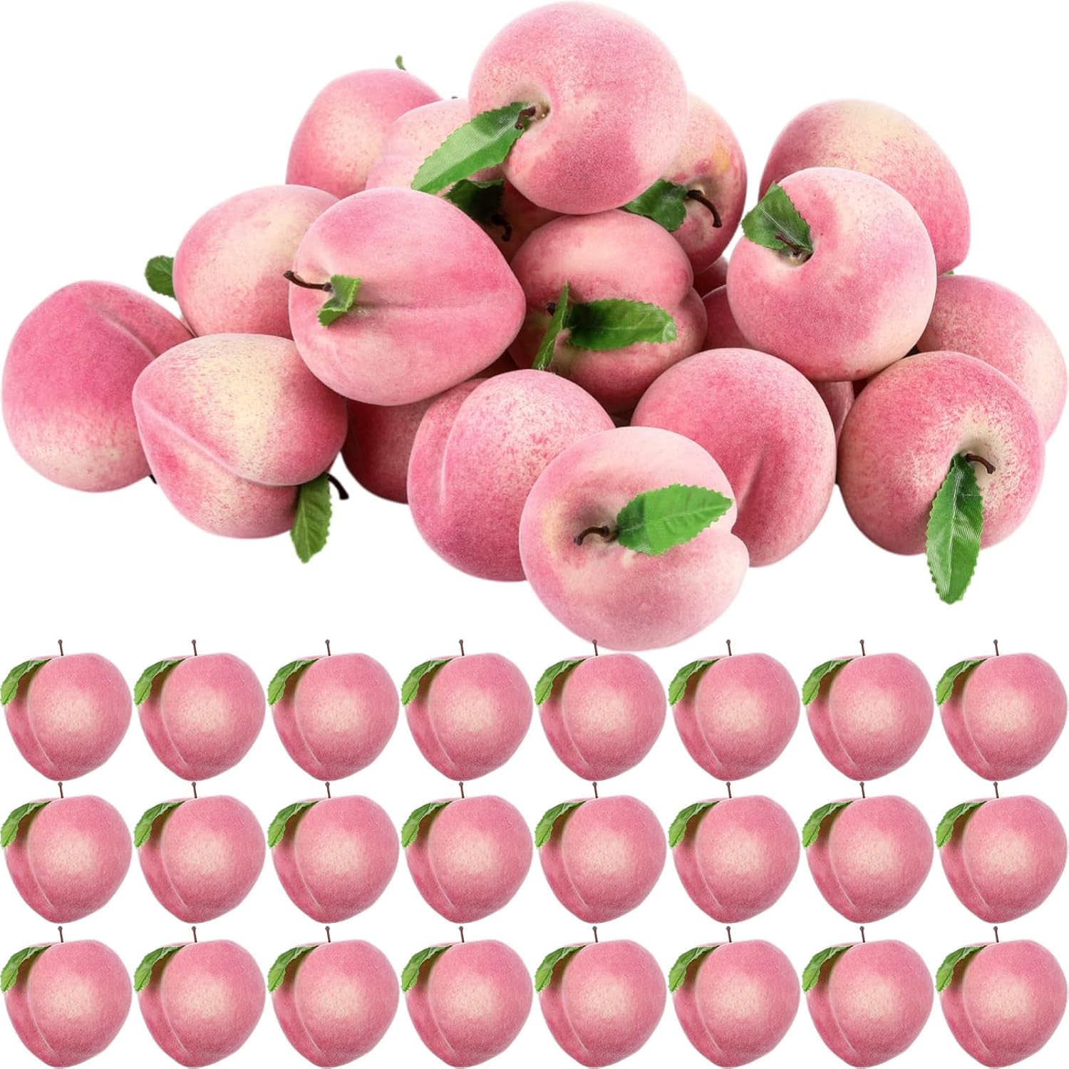 36 Pcs Artificial Peach Decorations Foam Peach Lifelike Fake Fruit Faux Small Simulation for Home Birthday Party Cabinet Table Festival Kitchen Harvest Photography Prop (3.27 Inch)