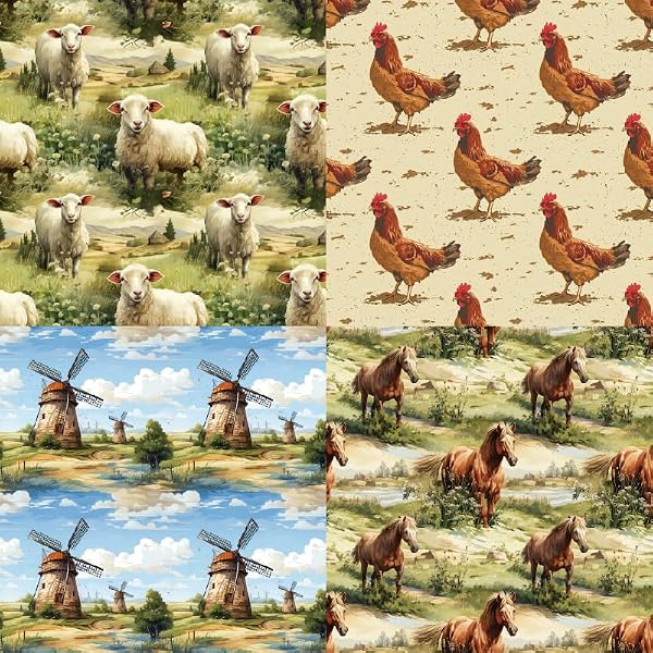 Sunch Craft 48 Sheets 6" x 6" Farm Scrapbook Paper Animal Theme Single-Sided Cardstock for Scrapbooking Card Making (R2518&R2559) by Sunch Craft - Image 9