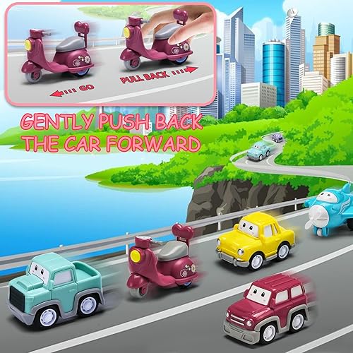 Miniatura 2 de Vehículo de juguete de dibujos animados para niña pequeña, camión transportador rosa 9 en 1 para bebés, automóvil de transporte de energía de