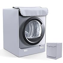 LEESITEC Copri Lavatrice per Interno Impermeabile Copertura per Lavatrice e Asciugatrice,Coprilavatrice Interni Antipolvere e Antimacchia Copertura con Aperture Frontali Argento (L 60×60×85 cm)
