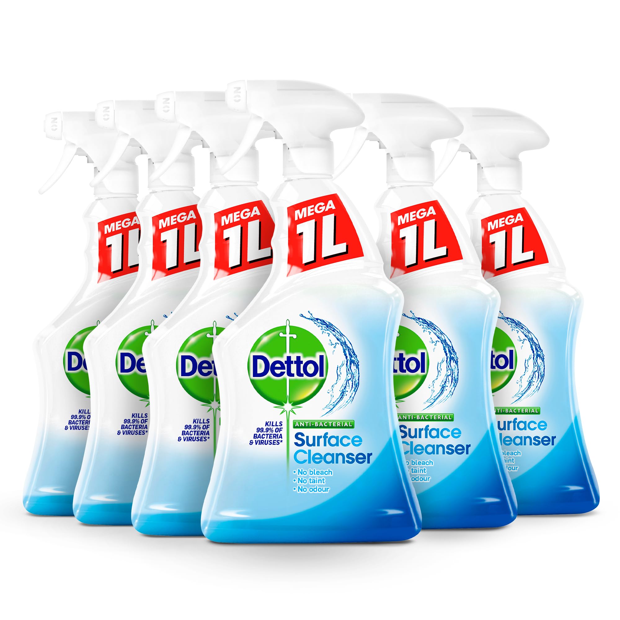 Antibacterial Surface Cleaners, Fragrance Free, 1.0L (6 x 1L, Total 6.0L), Germ Protection, Disinfectant Spray for Household, Kills 99.9 Percent of Germs