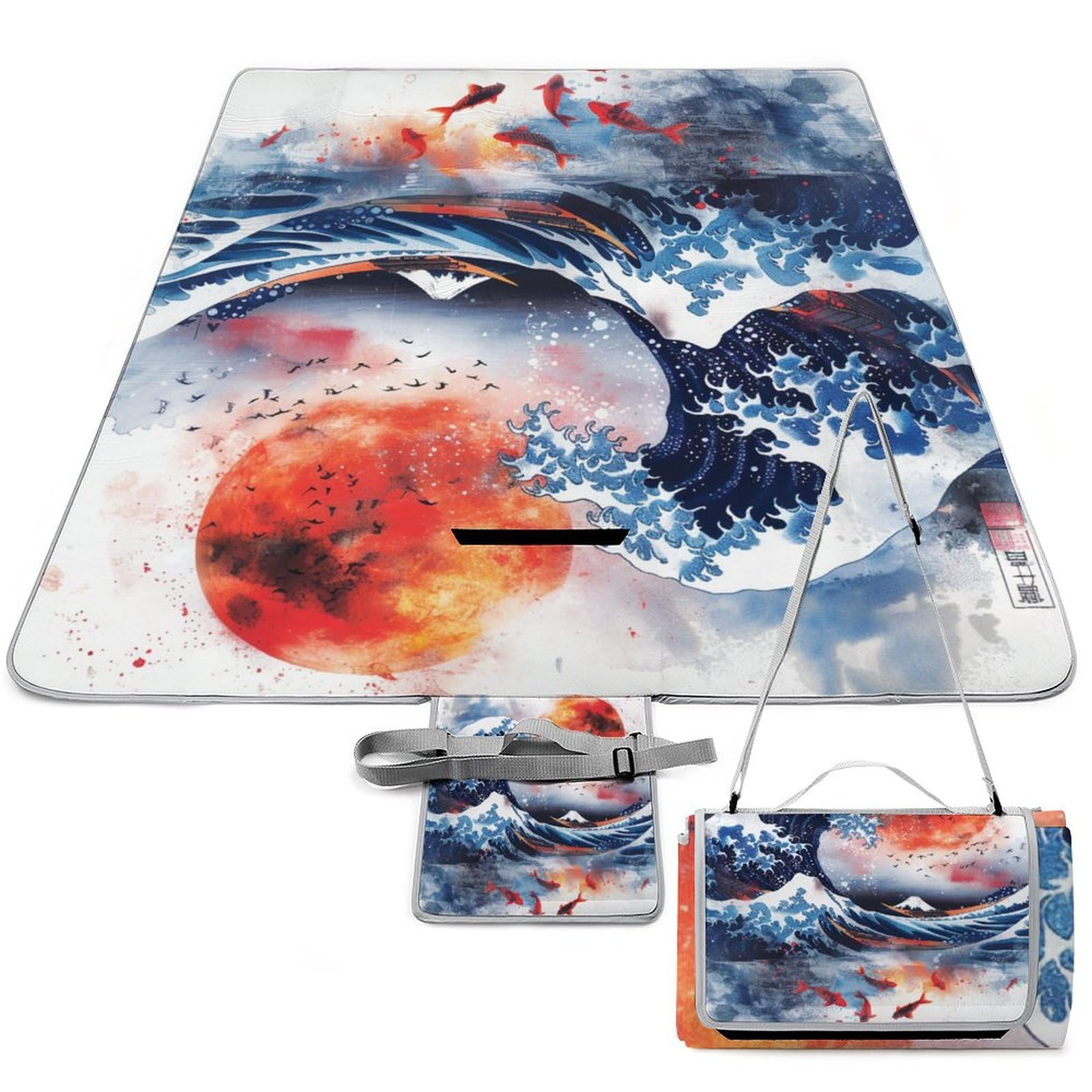 3D Impression La mer Couverture Pique Nique Art Tapis Pique Nique Nappe Picnic Couverture De Pique-Nique pour Le Voyage, Le Camping, Les Vacances, Etc 148x148cm