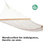 Gafete 12ft Double Hammocks for Outside, Handwoven Traditional Cotton Rope Hammock with Hardwood Spreader Bar, Chains and Hooks for Indoor Outdoor, Max 450 lbs Capacity(Natural Beige, Medium)
