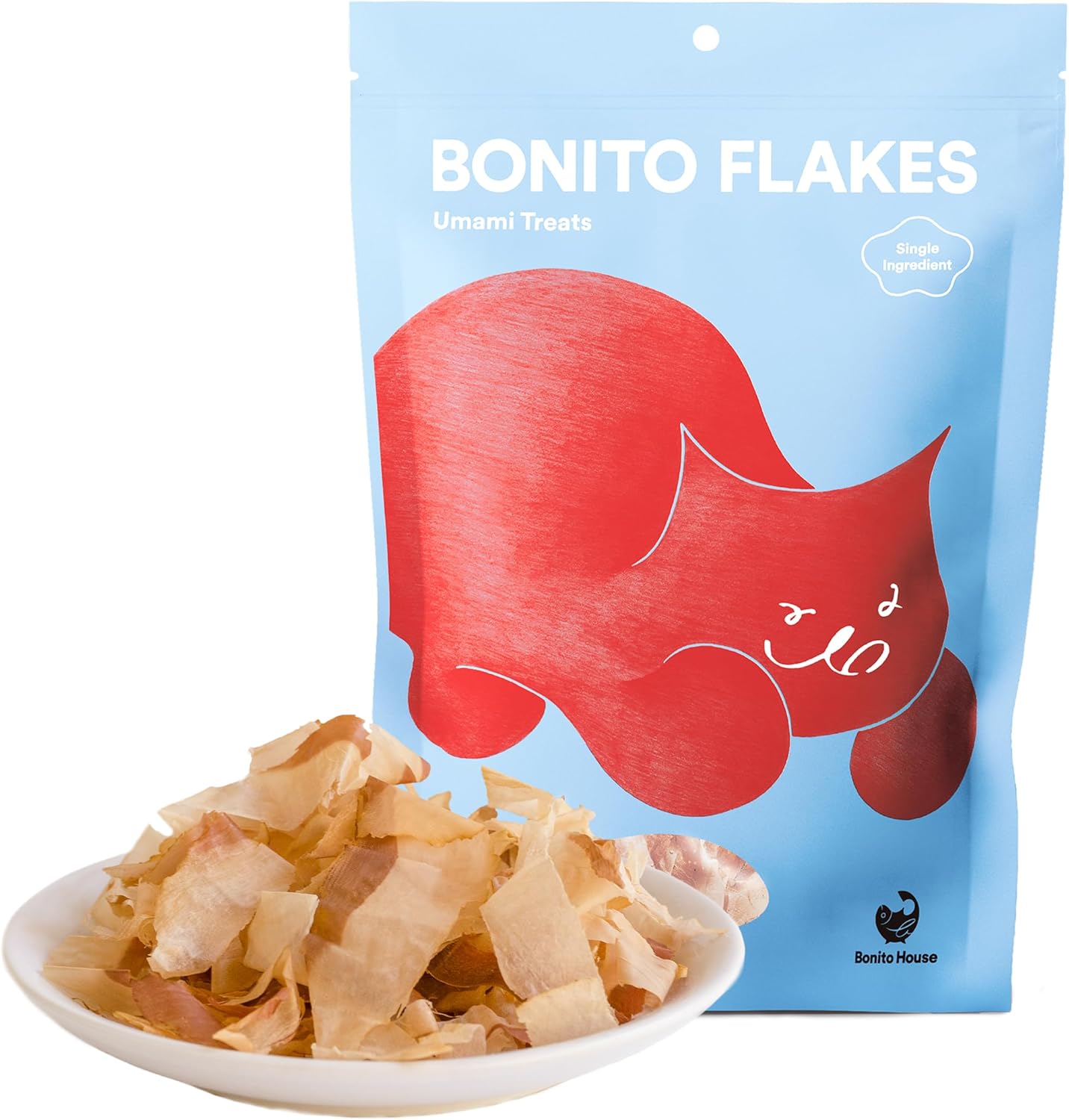 Wild-Caught Bonito Flakes for Cats & Dogs – 100% Wild-Caught, Single-Ingredient, High-Protein, All-Natural – No Additive, Grain-Free – Single-Ingredient – Large Flakes – 4.0oz