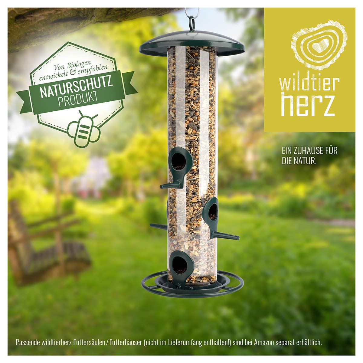 Wildtier Herz Vogeltraum Premium Vogelfutter für Wildvögel ohne Weizen - Ganzjahresfutter mit Sonnenblumenkernen - Wildvogelfutter für Futterspender - Streufutter, Fettfutter für Vögel - 5 kg