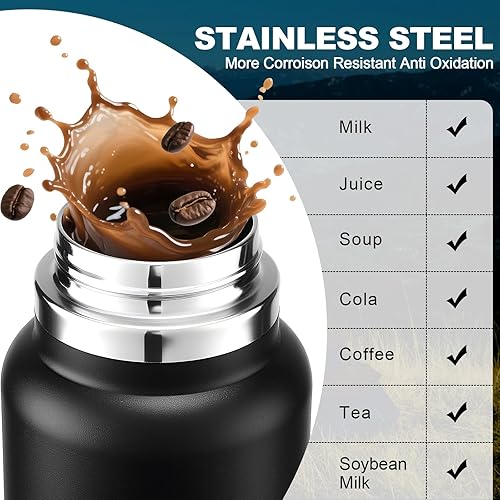 Miniatura 4 de Botella de agua aislada con tapa con pajilla, acero inoxidable de 32 onzas, aislada al vacío, a prueba de fugas, sin BPA, boca ancha, recubrimiento