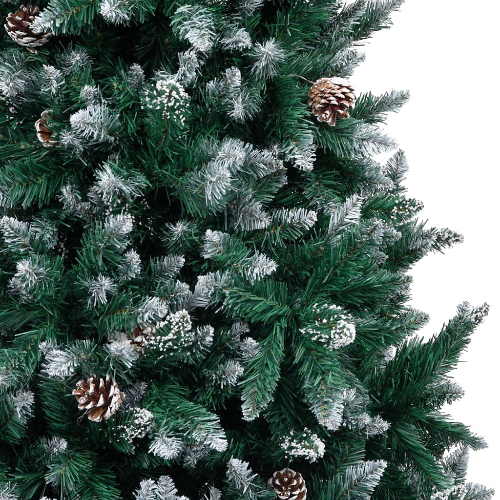 Árbol de Navidad artificial de 210 cm con piñas de nieve, verde y blanco, PVC y acero con 1290 puntas, decoración navideña moderna para salón, oficina, pasillo