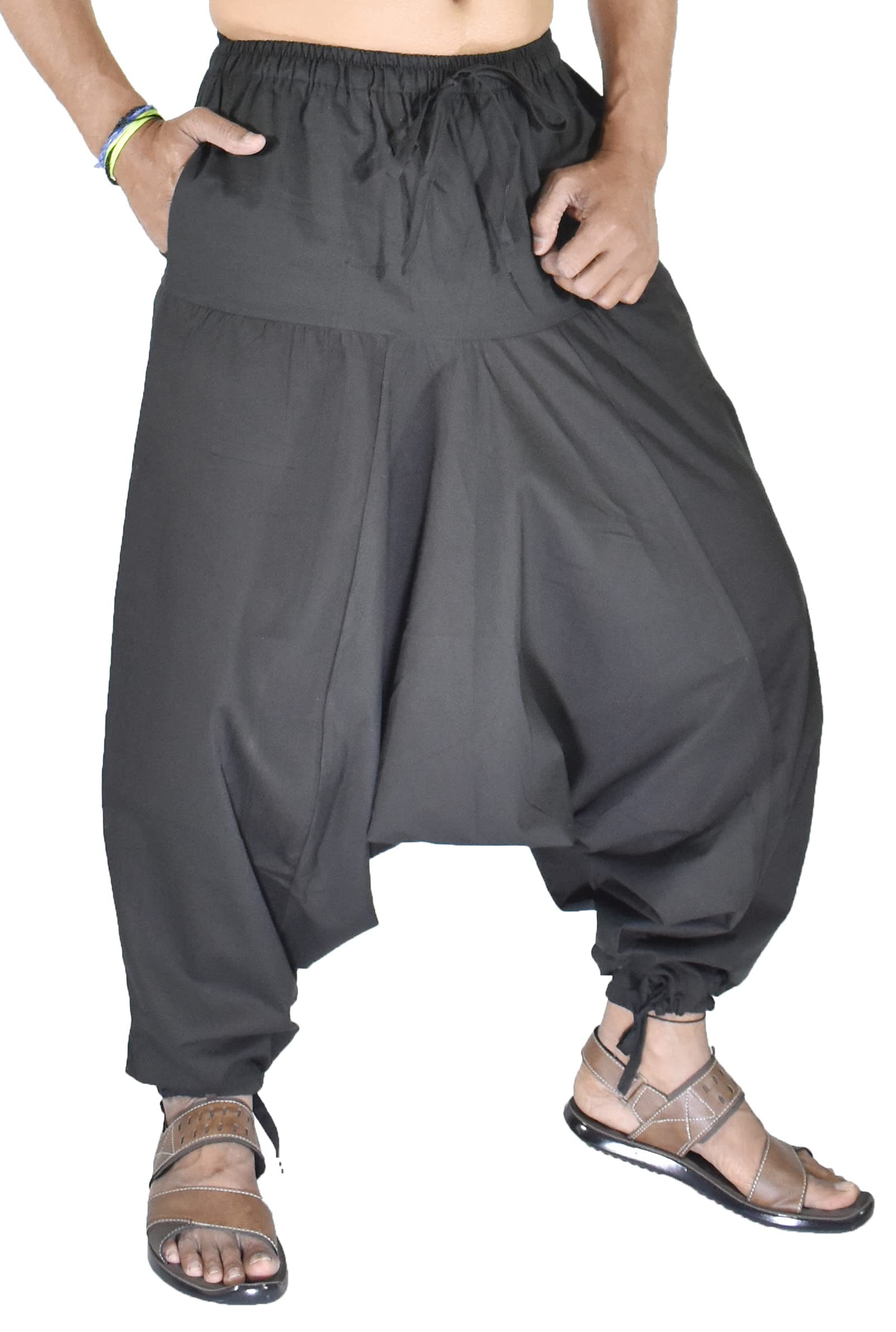 Whitewhale Pantalon de yoga en coton uni pour homme