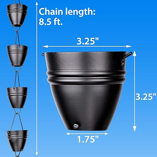 Miniatura 7 de Cadena de lluvia de 8.5 pies. Alternativa decorativa de bajante para un flujo de agua elegante.