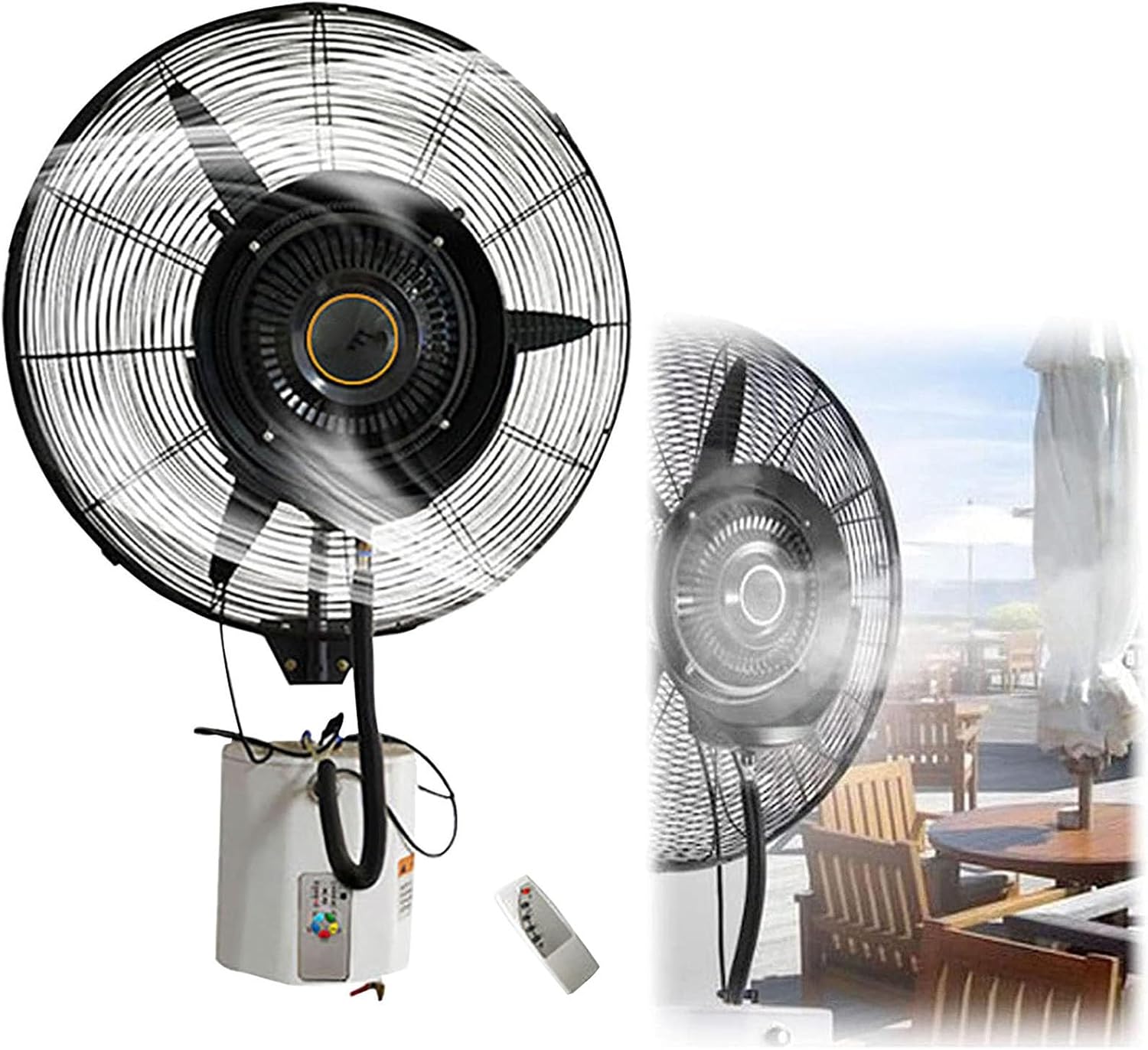 Oscillating Water Misting Fan,Large Indoor/Outdoor Wall-Mounted Misting Fan,Industrial Spray Save Energy Quiet Wall Fan,with Remote Control (Size : FS 75)